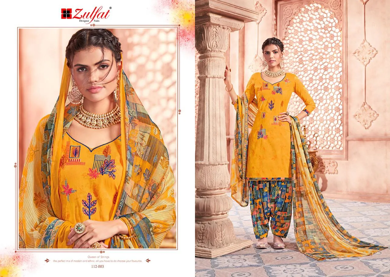 Zulfat Designer Suits Punjabi Beats Cotton Embroidery Printed Suits