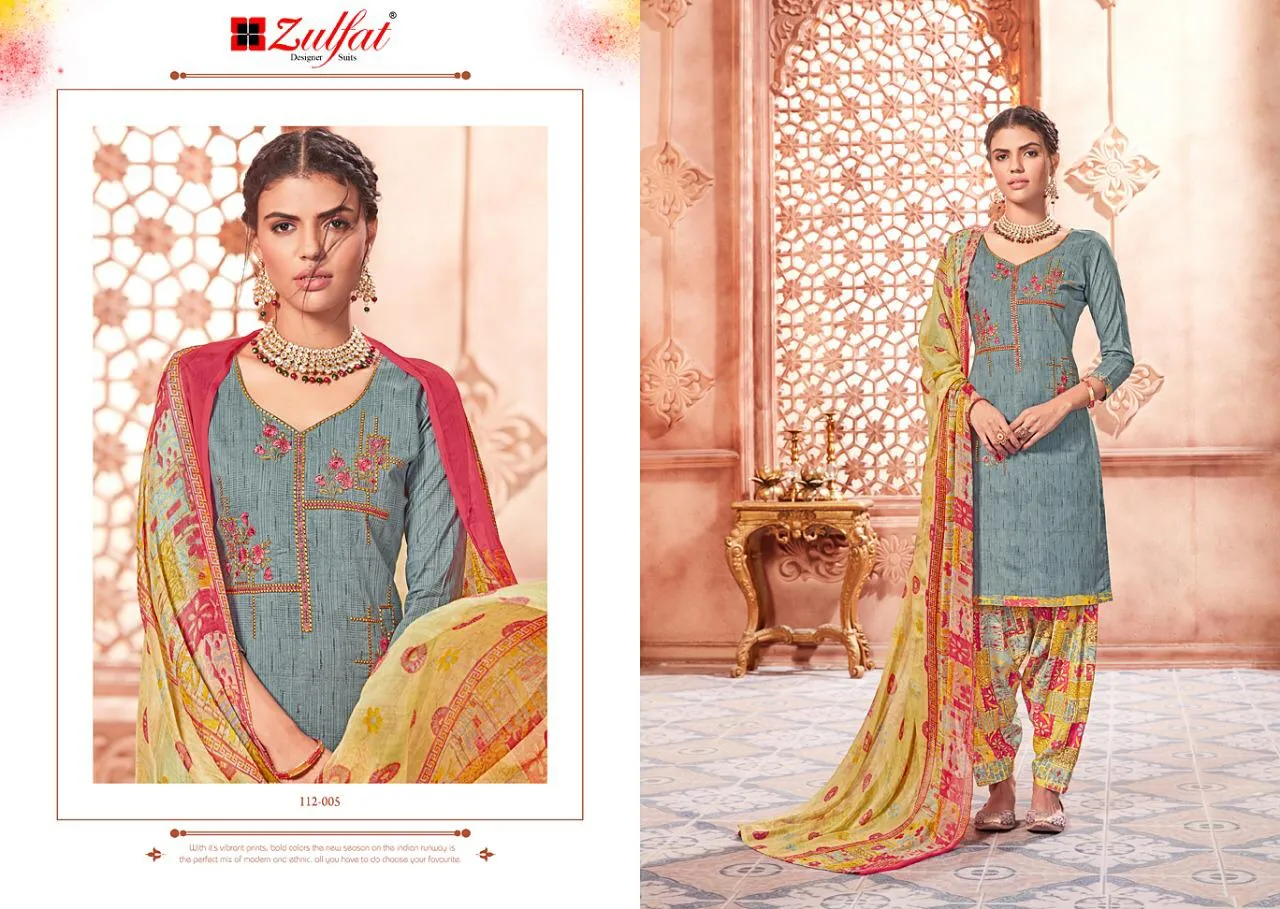 Zulfat Designer Suits Punjabi Beats Cotton Embroidery Printed Suits