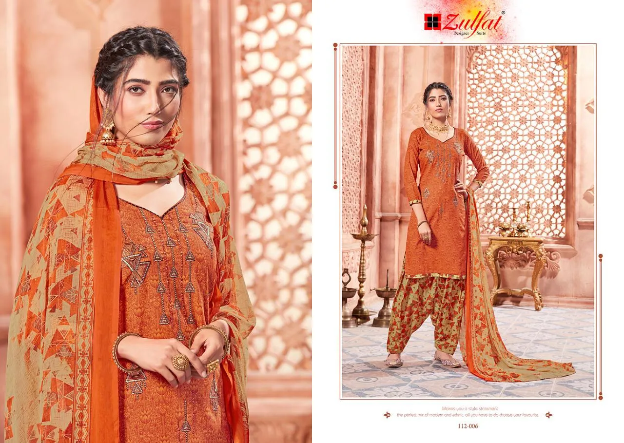 Zulfat Designer Suits Punjabi Beats Cotton Embroidery Printed Suits