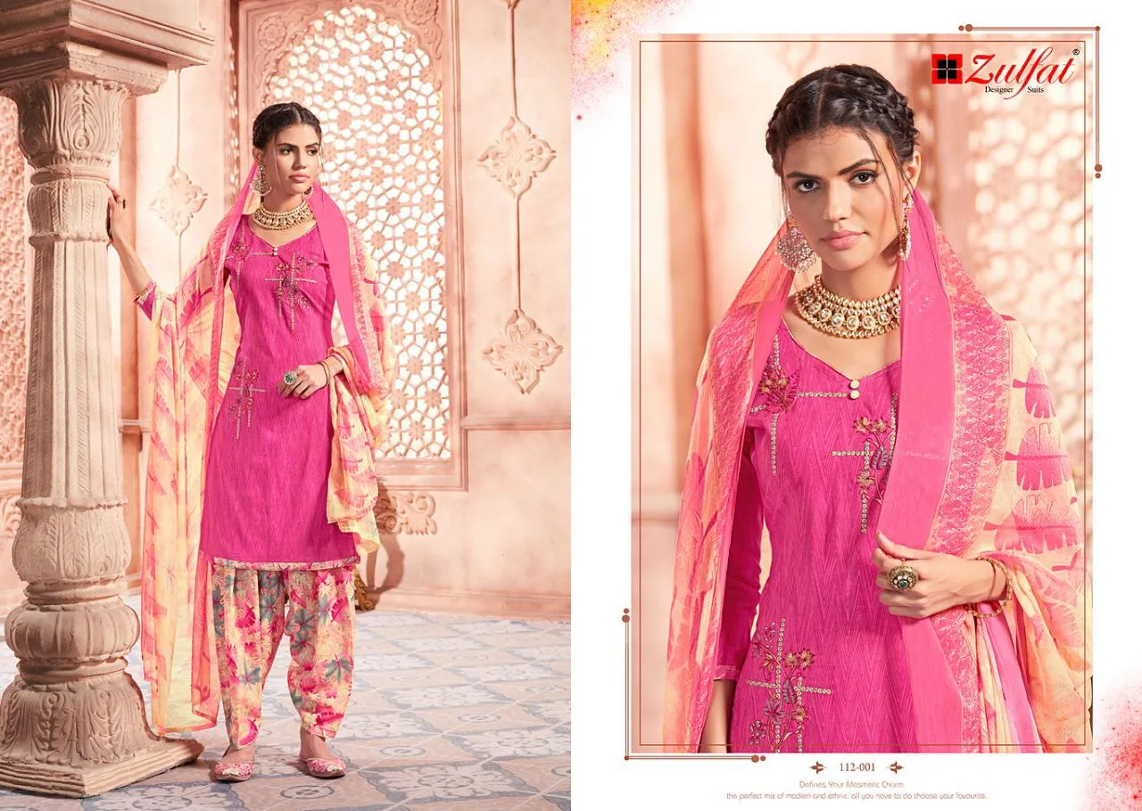 Zulfat Designer Suits Punjabi Beats Cotton Embroidery Printed Suits
