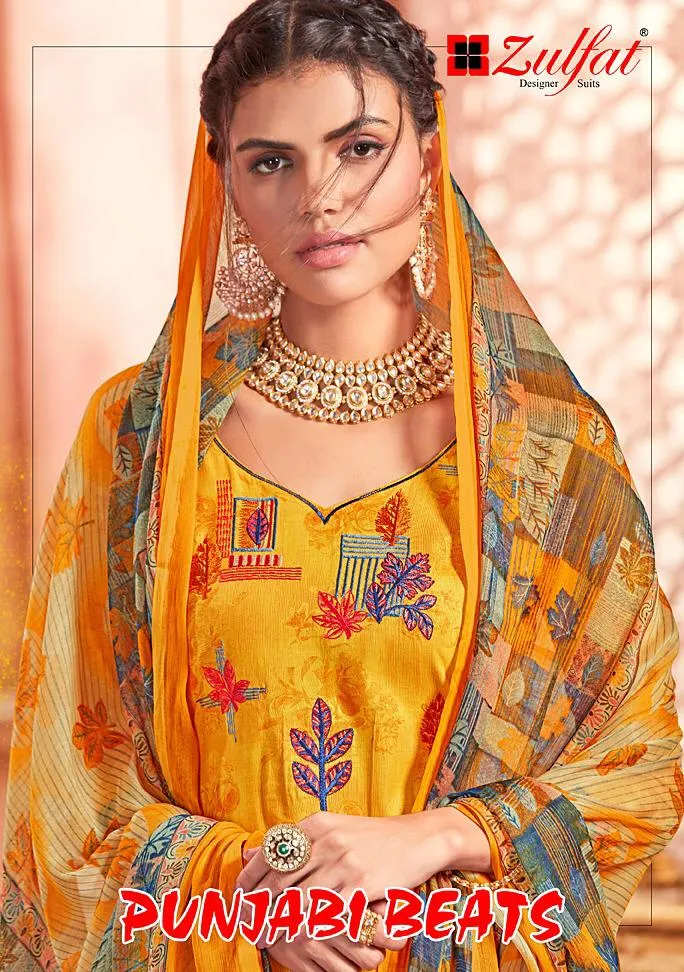 Zulfat Designer Suits Punjabi Beats Cotton Embroidery Printed Suits